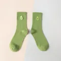 Chaussettes vertes pour femmes brodées d'avocat, style coréen tendance mode printemps automne. - Taille unique / Vert
