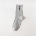 Calze a metà polpaccio in cotone grigio con stampa uomo barbuto variante stile casual uomo - Taglia unica / Grigio chiaro