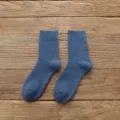 Herren blaue dicke Baumwolle Frotteesocken Herbst Winter warme Freizeitsocken Bekleidung - Einheitsgröße / Blau
