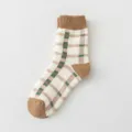 Retro karierte Wadenstrümpfe für Damen, dicke warme Wintersocken aus Frottee, britischer Stil. - Britische Karos
