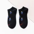 Chaussettes courtes motif ours pour homme et femme, chaussettes en coton confortable. - Taille unique / Noir