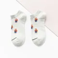 Chaussettes basses en coton motif ours mignon pour hommes et femmes, printemps été casual. - Taille unique / Blanc Grisâtre