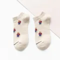 Chaussettes courtes en coton avec joli motif d'ours de dessin animé pour hommes et femmes. - Taille unique / Kaki