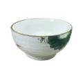 Bol de riz en ceramique peint a la main avec motif de feuille de lotus et de poisson. - Bol à Soupe