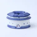 Blau-weiße Keramik Aschenbecher Hakka Tulou Stil Zigaretten Aschehalter Tischdekoration Kunst - Blau-weiße Doppelschicht