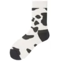 Schwarz-weiße Kuhmuster Socken, lässige Baumwoll Socken im Streetwear Stil für Damen und Herren. - Einheitsgröße / Kuhmuster