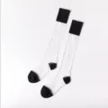 Damen transparente dünne lange Strümpfe Frühling Sommer schwarz weiß Patchwork atmungsaktiv - Einheitsgröße / Schwarz