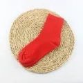Einfarbige Damen Rippen-Waden-Baumwollsocken lässig atmungsaktiv bequemer täglicher roter Stil - Einheitsgröße / Rot