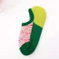 Damen Low-Cut unsichtbare Socken geometrischer Farbblock Baumwolle rutschfeste Füßlinge - Einheitsgröße / Grün