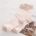 Japanischer Stil dicke Strickdamen Mittelsocken rosa Herzmuster Winter warme Socken - Einheitsgröße / Rosa Dreieck