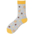 Süße Baumwoll-Crew-Socken mit Spiegelei-Muster in Hellblau, bequeme Freizeitkleidung. - Einheitsgröße / Toast mit Ei