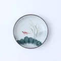 Assiette en céramique peinte à la main avec motif de poisson rouge pour la maison. - Soucoupe à sauce