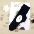 Black slouch socks, vintage style long cotton boot socks for women daily casual wear - One Size / Black