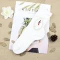Solid white stacked socks, Japanese vintage style cotton boot socks, elegant daily wear. - One Size / White