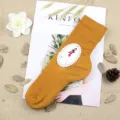 Women's solid vintage stack socks, autumn Japanese style long cotton socks. - One Size / Yellow
