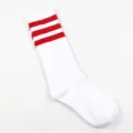 Damen weiße Baumwollsocken mit roten drei Streifen Mode lässige Sportstrümpfe weich atmungsaktiv - Einheitsgröße / Rote Streifen auf Weiß