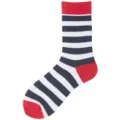 Gestreifte Wadenlange Baumwollsocken mit roten Akzenten schwarz weiss Freizeit Unisex - Einheitsgröße / Gestreift