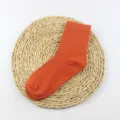 Bequeme einfarbige gerippte Wadenstrümpfe für Damen, atmungsaktive Baumwoll Freizeitsocken. - Einheitsgröße / Orange
