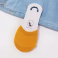 Damen einfarbige flache unsichtbare Halbsocken mit Kartonverpackung für den täglichen Gebrauch. - Einheitsgröße / Gelb