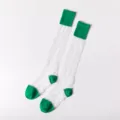 Transparente Wadenstrümpfe aus Glasside für Damen, atmungsaktive Sommersocken mit grünen Bündchen. - Einheitsgröße / Grün