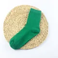 Einfarbige grüne gerippte Damensocken aus Baumwolle atmungsaktiv bequem Freizeit Socken - Einheitsgröße / Grün