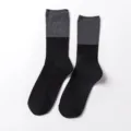 Damen Farbblock Mid-Tube Socken, grob gestrickte lässige Retro Baumwollsocken für Herbst Winter. - Einheitsgröße / Sockenfuß Schwarz