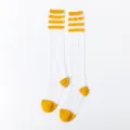 Damen Sommer dünne Glasseide lange Socken weiß gelb gestreift atmungsaktiv lässig Strümpfe - Einheitsgröße / Gelbe 3-Streifen