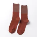 Damen Farbblock mittelhohe Baumwollsocken, Retro Stil lässige Rippstrick Wintersocken. - Einheitsgröße / Sockenfuß Orange