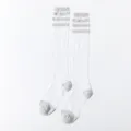 Transparente Damensocken Frühling Sommer dünne Glasseide Kniestrümpfe mit grauen Streifen - Einheitsgröße / Grau mit 3 Streifen