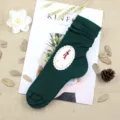 Japanese style dark green slouch socks women autumn winter warm long boot socks solid color - One Size / Green