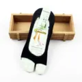 Open toe women socks bamboo fiber silicone non-slip low cut invisible socks breathable comfort - One Size / Black
