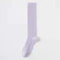 Pure cotton women ballet style calf socks, breathable mesh summer Japanese long socks. - One Size / Purple