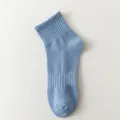 Calcetines cortos de algodón azul para hombre, calcetines acanalados transpirables deporte diario. - Talla única / Azul Denim