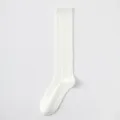 White mesh knee high socks, sweet Japanese ballet style cotton long socks for women summer wear. - One Size / Milky White