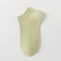 Femmes chaussettes courtes vert clair unies été respirantes décontractées chaussettes côtelées - Taille unique / Vert
