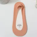 Women ice silk invisible boat socks summer anti-slip shallow mouth solid color breathable thin - One Size / Orange