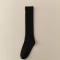 Black ribbed long socks solid color knee high socks comfortable cotton variant for women - One Size / Black