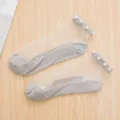 Graue transparente Perlensocken, Sommer dünne Glasside Kurzsocken Damen, edler Blumensaum. - Einheitsgröße / Perlenstil / Grau