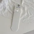 Weisse Spitze Bogen Socken, süsse Ballett Rüschen Crew Socken, Baumwolle Frühlingssocken. - Einheitsgröße / Gestreift Weiß
