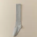 Solid gray ribbed calf socks for women, classic autumn and winter long socks. - One Size / Light Gray