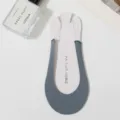 Damen unsichtbare Vorfuß Halbsocken einfarbig rutschfeste transparente Riemen Bootssocken - Einheitsgröße / Blau
