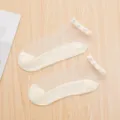 Transparente Damen Sommersocken aus Mesh mit künstlichen Perlen, leicht und atmungsaktiv. - Einheitsgröße / Perlenstil / Hellgelb