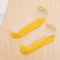 Transparente gelbe Socken mit Perlenbündchen und Spitzenbesatz, leichte Sommervorfüße. - Einheitsgröße / Perlenstil / Kurkuma