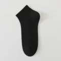 Men's black low-cut boat socks, solid color ribbed casual short socks for daily wear, breathable. - One Size / Black