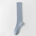 Combed cotton ribbed knee high socks for women, simple solid color casual long tube socks! - One Size / Blue