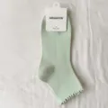 Calcetines cortos lisos de algodón acanalado con volantes para mujer, estilo cómodo y de moda. - Talla única / Verde