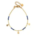 Gedetailleerd overzicht van de gouden roestvrijstalen kralenarmband met steen. - Lapis Lazuli (XN011-1)