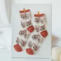 Modische süße transparente Katzen Wadenstrümpfe für Damen und sehr dünne Sommermode. - Katze / Rot