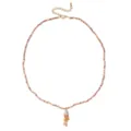 Girocollo vintage con perline rosa e grazioso pendente a forma di pesce koi smaltato. - Modello 6