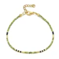 Bracelet minimaliste de perles vertes et noires avec fermoir dore pour femmes elegantes. - Vert Noir Or (SL715)